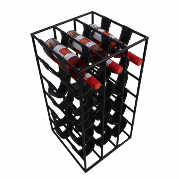 Wijnrek Pinot 18 flessen kunstleer en metaal - zwart