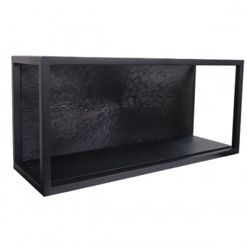 Wandbox Downton | 55 x 25 x 18 cm | Mangohout en metaal | Zwart
