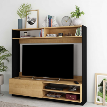 TV-meubel Daphne 163cm met opklapdeur - eik/zwart