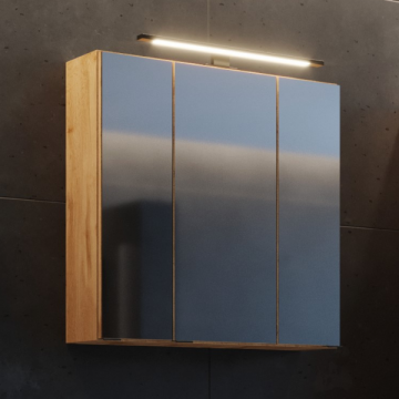 Spiegelkast Malvo 60cm 3 deuren met verlichting - eik