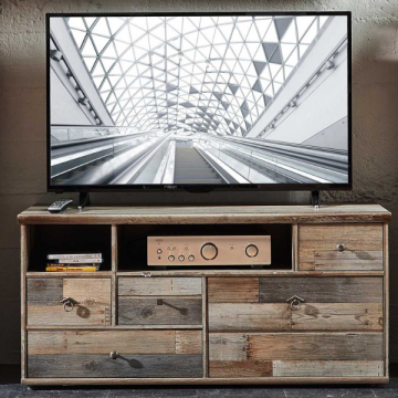 TV-meubel Clem 130cm 4 lades & 1 opklapdeur - driftwood