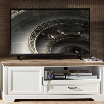 TV-meubel Samine 143cm 1 deur & 1 lade - wit/eik