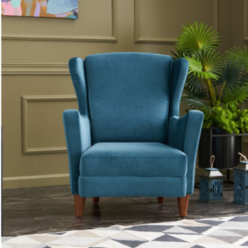 Stijlvolle Wing Chair | 100% Polyester Fluweel | Turquoise