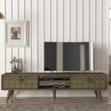 Tv-meubel Fedde-walnoot/groen