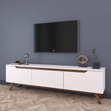 Tv-meubel Floor-wit/walnoot