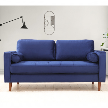 Comfortabele en stijlvolle 2-zitsbank | Beukenhouten frame | 100% polyester stof | Marineblauw