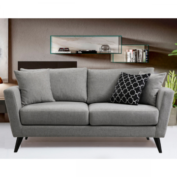 Comfortabele 2-zitsbank in grijs: frame van beukenhout, stof van polyester, 170x94x88 cm