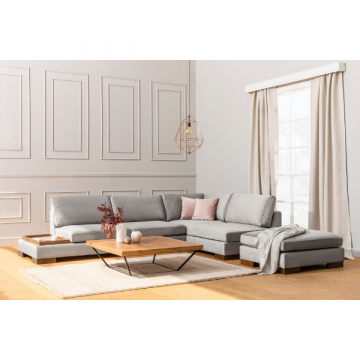 Comfortabele hoekbank | Beukenhouten frame | Lichtgrijs