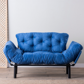 Comfortabel Sofa-bed met 2 zitplaatsen | Stijlvol ontwerp | 100% metalen frame | Blauw