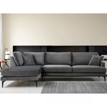 Comfortabele en stijlvolle hoekbank | Antraciet, Beukenhouten frame, 283 x 180 cm