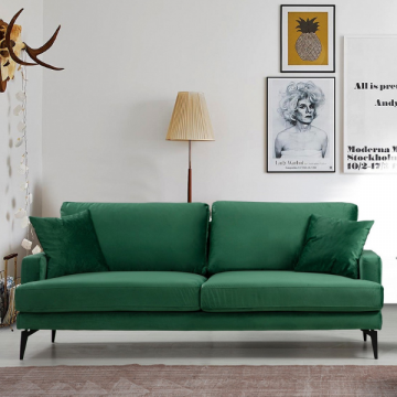 Comfortabele 2-zitsbank | Beukenhouten frame, groene kleur