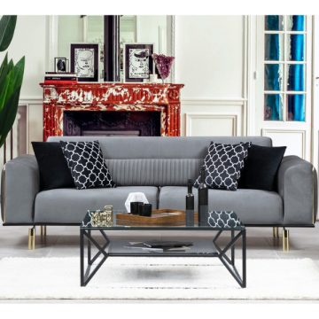 Comfortabel en stijlvol 3-zitsbank | Beukenhouten frame, polyester stof | Grijze kleur
