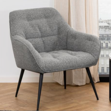 Gestoffeerde fauteuil Bridget staal - grijs/zwart