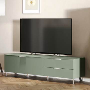 TV-meubel Kendra met opklapdeur en 2 lades - taupe groen