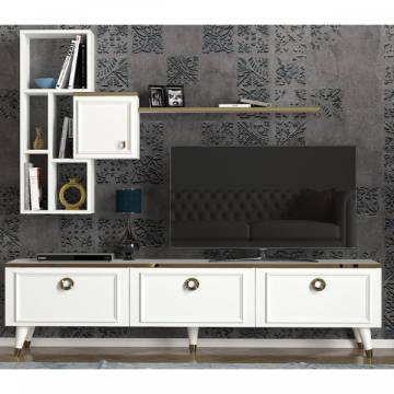Tera Home TV-meubel | 100% Melamine Gecoat | 18mm Dikte | 180cm x 46cm | Wit Goud