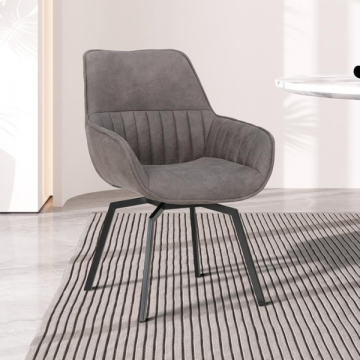 Bora' stoel: grijs Microvezel PU | Metalen poten en stoffen bekleding