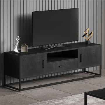 Tv-meubel 'Madeira': Zwarte Mangolia | H: 50 x B: 160 x D: 40 cm