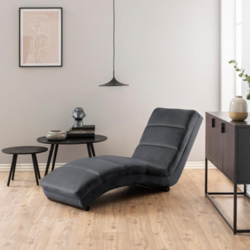 Vic stoffen donker grijze chaise longue: Strak, gestikt ontwerp