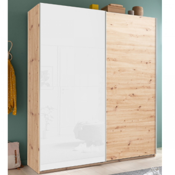 Kledingkast Systema | 150 x 59,6 x 222,6 cm | High Gloss White / Artisan Oak
