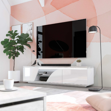 Tv-meubel Gioia met 3 deuren - hoogglans wit/betonlook