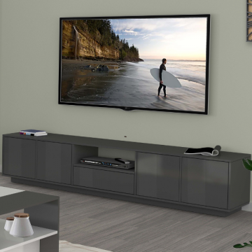 tv-meubel Orlando | 220 x 41,5 x 46 cm | Lacquered Anthracite Design