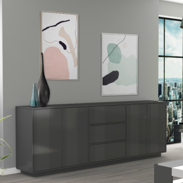 Dressoir Orlando | 220 x 41,5 x 86 cm | Lacquered Anthracite Design
