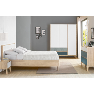 Slaapkamer Lina: bed 180x200, nachtkastje, commode, kleerkast 