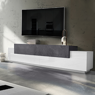 tv-meubel Porro | 240 x 45 x 51,5 cm | High Gloss White & Report-design