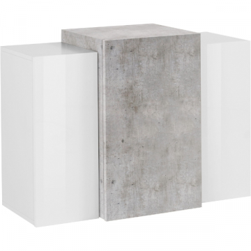 Hangkast Porro | 90 x 38 x 65,5 cm | High Gloss White & Concrete-design