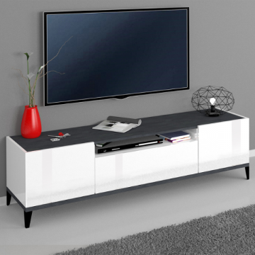 Tv-meubel Dawn 160 cm-hoogglans wit/leisteen