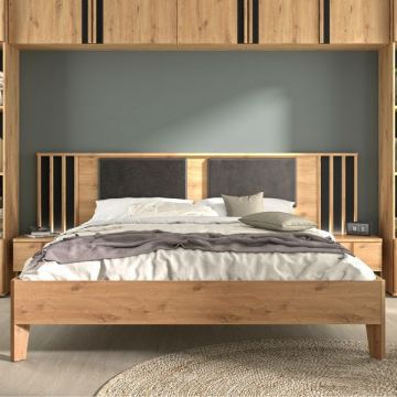 Tweepersoonsbed Rivoli met nachtkastjes en verlichting | 180 x 200 cm | Artisan Oak-design