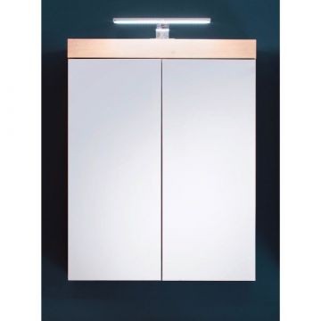 Spiegelkast Amanda/Mando | 60 x 17 x 77 cm | Met ledverlichting | Espen-eiken interieur