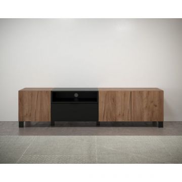 Tv-meubel Kendo | 185 x 40 x 47 cm | 3 Deuren, 1 Klep, 2 Planken | Eik