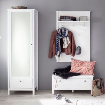 Slaapkamerset Hardy | Twijfelaar, kledingkast, commode, nachtkastje | Oak White-design