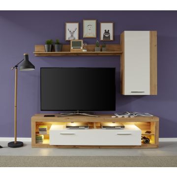 Woonkamerset Rock | tv-meubel, plank, hangkast | Wotan Oak White-decor