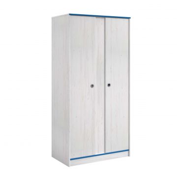 Kledingkast Smoozy 90cm 2 deuren - wit/roze of wit/blauw