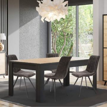 Eettafel Wiva 180x90 - zwart/hout