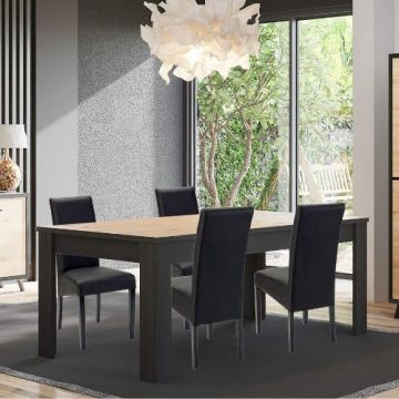 Eettafel Wiva 160x90 - zwart/hout