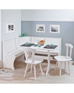 Eethoek set Abaco (met 2 stoelen en hoekbank) - wit
