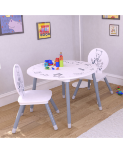 Kindertafel en 2 stoeltjes Berrie-mat wit/lichtgrijs
