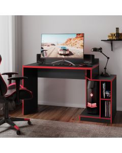 Gaming bureau Joseph 136cm – zwart/rood 