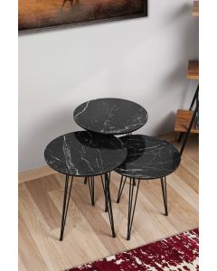 Uniek ontwerp Nesting Table Set | 3 Stuks | Grijs Zwart | 100% MDF