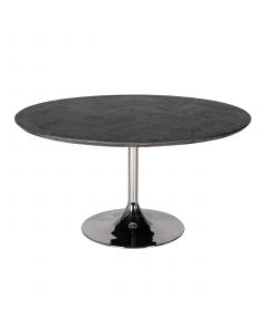 Eettafel Bony rond Ø140cm visgraatmotief - zwart/zilver