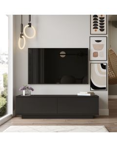 Modern TV-meubel | Melamine coating | 140cm breedte | Zwart