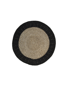 Vloerkleed Malibu ø150cm raffia/zeegras – naturel/zwart