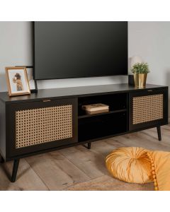 Tv-meubel Daka 150cm 2 deuren - zwart/beige